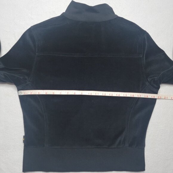 MECCA Femme Y2K Velour Jacket Women's XL Black Full Zip Fleur-de-lis Lightweight - Picture 8 of 9